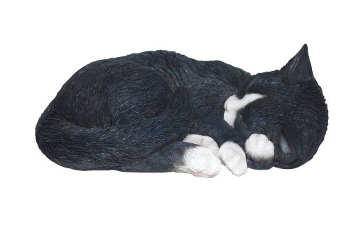 Vivid Arts Dekofigur Schlafende Katze, lebensecht, Gr. B, Schwarz / Weiß