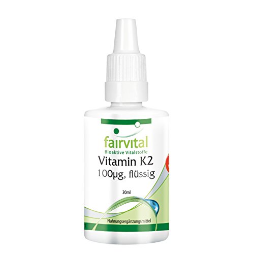 Vitamin K2 100µg flüssig / liquid, natürlich, mind. 99% all-trans MK-7, Menachinon, vegan, 30ml, 3-Monatspackung, mit Citronenöl und Vitamin E