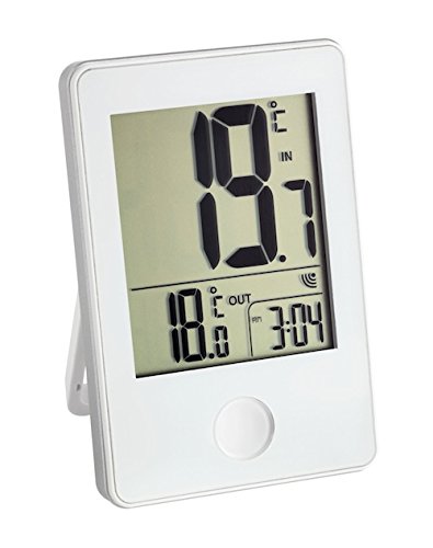 TFA Dostmann Pop Funk-Thermometer, Außen- oder Innentemperatur in Großformat, Anzeige der Uhr