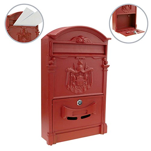 PrimeMatik - Briefkasten Postkasten Retro Antik Vintage metallische schwarze rot für wallmount