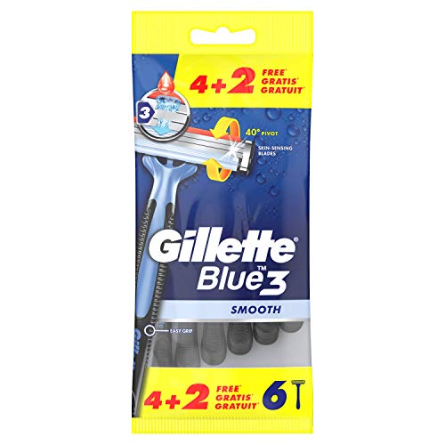 Gillette Blue3 Einwegrasierer für Männer 4+2, 6 Stück
