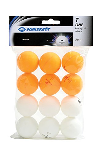 Donic-Schildkröt Tischtennis-Ball T-One Training 12er Pack, weiß-orange, 40 mm, 618045