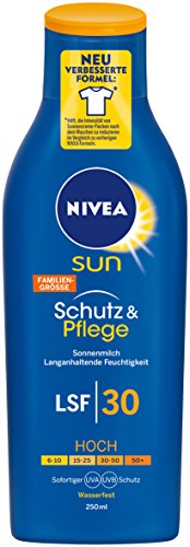 Nivea Sun Schutz & Pflege Sonnenmilch mit verbesserter Formel, Lichtschutzfaktor 30, 1er Pack (1 x 250 ml)