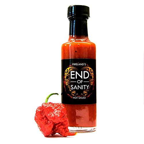 FIRELAND FOODS End Of Sanity (Carolina Reaper) Hot-Sauce, mit der schärfsten Chili der Welt, 200.000 Scoville, 100ml