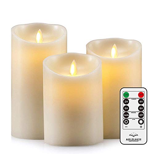 Air Zuker LED Kerzen Flammenlose 500 Stunden Kerzen Echtwachskerzen mit realistisch flackernde LED Flame mit D-Cell Batterie (Nicht enthalten)， 3er Set.