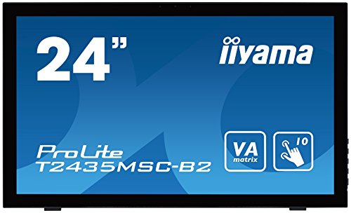 iiyama ProLite T2435MSC-B2 59,8cm (23,6 Zoll) VA LED-Monitor Full-HD 10 Punkt Multitouch kapazitiv (DVI, HDMI, DisplayPort, USB2.0, Webcam, Mikrofon) schwarz