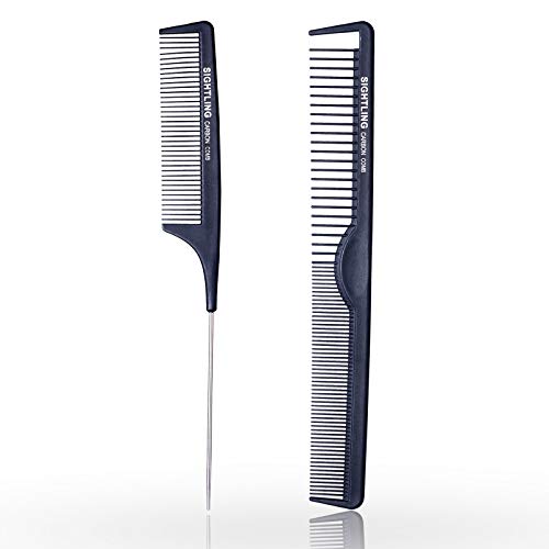 SIGHTLING Kit Haarkamm & Nadelstielkamm Carbon Kamm für Haare & Bart , Antistatischer Haar Kamm Friseur Zweiseitig Styling für Männer und Frauen