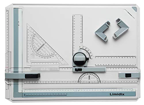 Limidix Zeichenbrett DIN A3 - Profi Zeichentisch mit vielseitigem Zubehör - Zuverlässige Zeichenplatte mit Zeichenkopf - robuste Zeichenmaschine  (DIN A3)