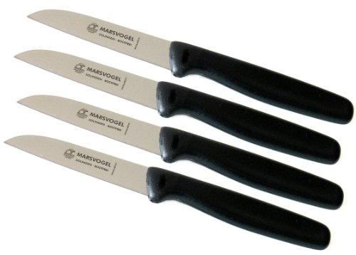 4 Stück Schälmesser 3' gerade PP schwarz Marsvogel Solingen # 37 30 01 Küchenmesser Kartoffelschälmesser