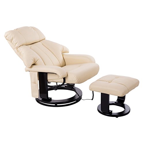 Homcom Massagesessel Fernsehsessel Sessel mit Hocker Massage mit Wärmefunktion und Vibration creme