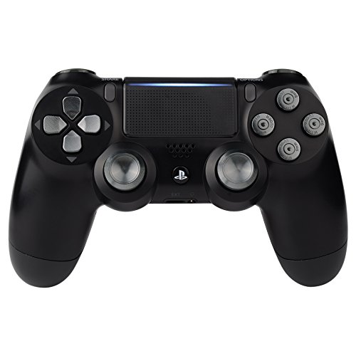PS4 Button Thumbsticks D-Pad Steuerkreuz aus Aluminium für Sony PlayStation 4 Dualshock 4 Controller Set Bundle Munition Thumbsticks Bullets Tasten Kappen Zubehör (Schwarz)