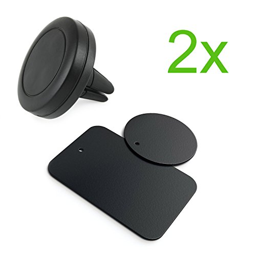 Incutex 2X universal KFZ Halterung Magnet Lüftungsschlitz Handyhalterung Magnet 360 Grad Autohalterung für iPhone Samsung Smartphone, schwarz