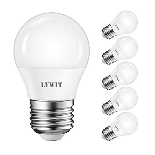 LVWIT E27 LED ersetzt 40W Glühlampen (6-er Pack), Warmweiß 2700K, 5W G45 LED Leuchtmittel, 470lm, matt