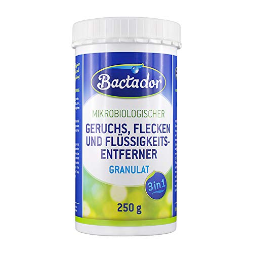 Bactador Streugranulat 250g / Geruchsentferner, Fleckenentferner und Flüssigkeitsentferner / Mikrobiologischer Reiniger