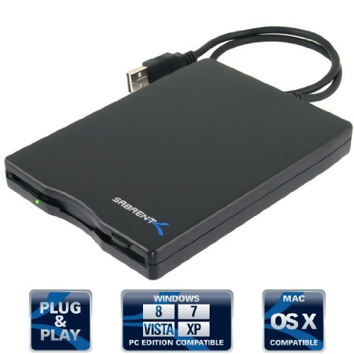 Sabrent Externes Diskettenlaufwerk (1,44 MB, USB 2.0) Schwarz