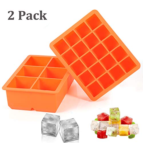 2 Stück Eiswürfelform silikon Eiswürfelbehälter Eiswürfel Silikonformen für Eiswürfel Schokolade Kindernahrung Orange