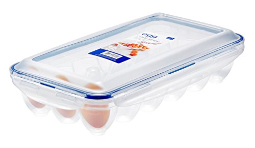 LOCK & LOCK Egg Multifunktionsbox Transportbox für 18 Eier, Transparent/Blau