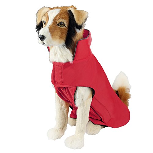 SymbolLife Hundemantel aus 100% Wasserdicht Nylon Fleece Futter Jacke Reflektierende Hundejacke Warm Hundemantel Climate Changer Fleece Jacke einfaches An- und Ausziehen(S Rot) Neu