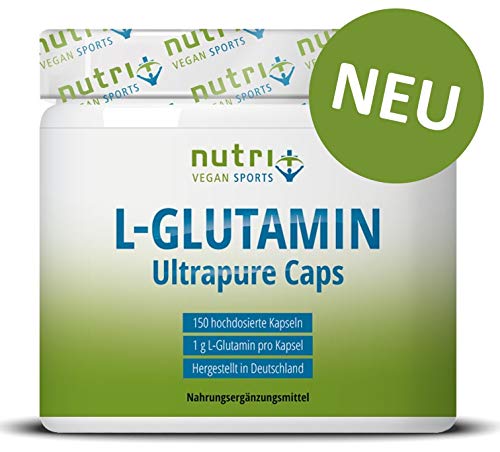 L-GLUTAMIN KAPSELN Ultrapure AKTIONSPREIS - 150 Mega Caps a 1000mg - ohne Zusatzstoffe - hergestellt in Deutschland - Fitness & Bodybuilding - Vegan Glutamine Made in Germany