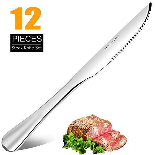 Elegant Life 12-teiligs Steak-Messer, 8,93 Zoll Dinner-Messer Edelstahl Besteckset für Heim und Küche (Silber)
