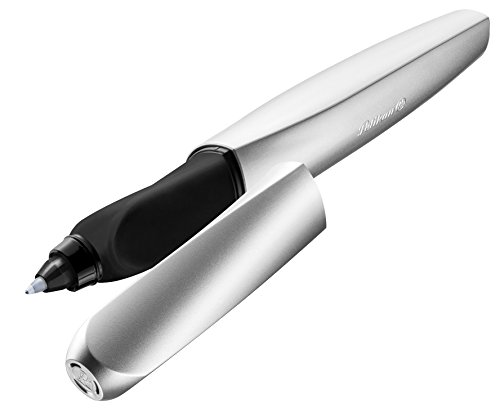 Pelikan R457 Tintenroller Twist in Faltschachtel, universell für Rechts- und Linkshänder, silber