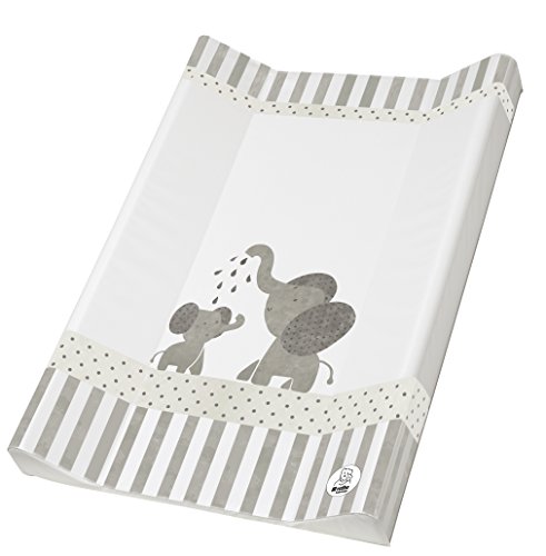 Rotho Babydesign Keil-Wickelauflage, Ab 0 Monate, Modern Elephants, Bella Bambina, Weiß/Grau, 50 x 70 cm, 200620001CG