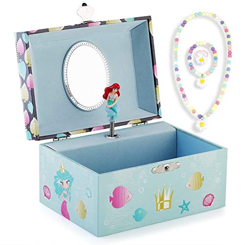 RPJC Kinder Musik - Glocke Schmuckkästchen - Box Speichern und Set für Schmuck mit Wunderbar Meerjungfrau Thema - Wunderschön Träumer Tune Blau