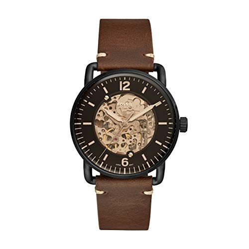 Fossil Herren Analog Automatik Uhr mit Leder Armband ME3158