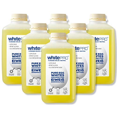 whitePRO Flüssiges Eiklar 6x 1kg Flaschen – 105 g reines Eiweiß pro Flasche