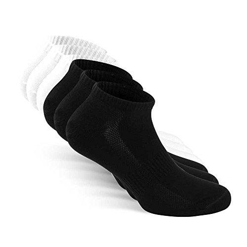 SNOCKS Damen & Herren kurze Sneaker Socken (6er Pack) Gr. 35 - 50 (Farben: Schwarz, Weiß, Grau) - Baumwolle