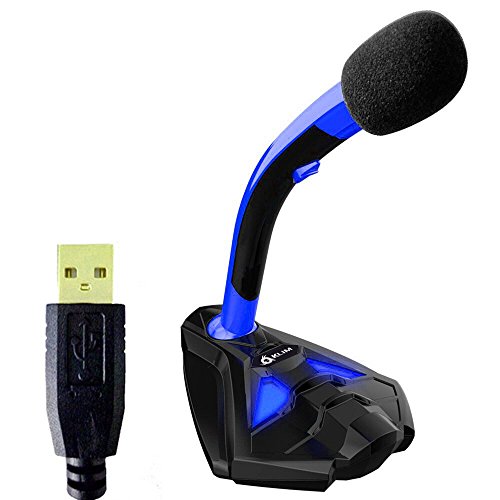 KLIM Voice Desktop USB Mikrofonstand für Laptop Computer - Gaming Mic - Mikrofon PC PS4(Blau)