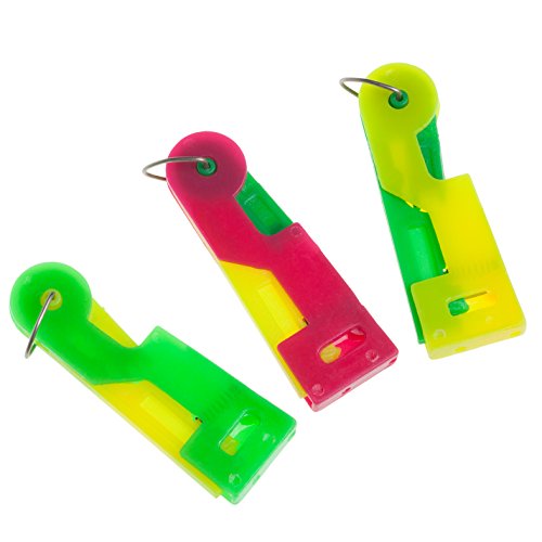 3 automatische Nadeleinfädler aus Kunststoff, Farben: grün, gelb und pink