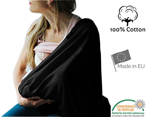Stilltuch, endloser Schal zum Stillen aus 100 % atmungsaktiver Bio-Baumwolle, hergestellt in Europa, hochwertiger Stoff