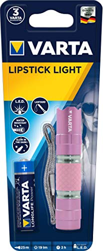 Varta 0,5 Watt LED Lipstick Light (inkl. 1x High Energy AA Batterie lippenstiftförmige Taschenlampe Handtaschenlicht Schlüsselanhänger Taschenlicht Flashlight für Handtaschen, Tragetaschen, Rucksäcke)
