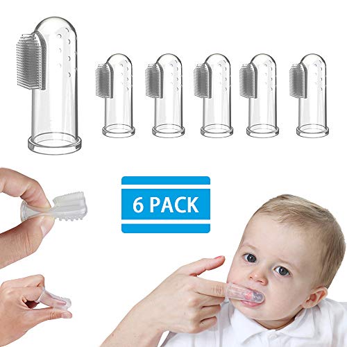 6 Stück Silikon Fingerzahnbürste Baby - Weiße Baby Zahnbürste, Silikon Fingerzahnbürste für Baby, Fingerzahnbürste für Kinder, Zahnpflege/Zahnfleischmassage/Kindermundpflege