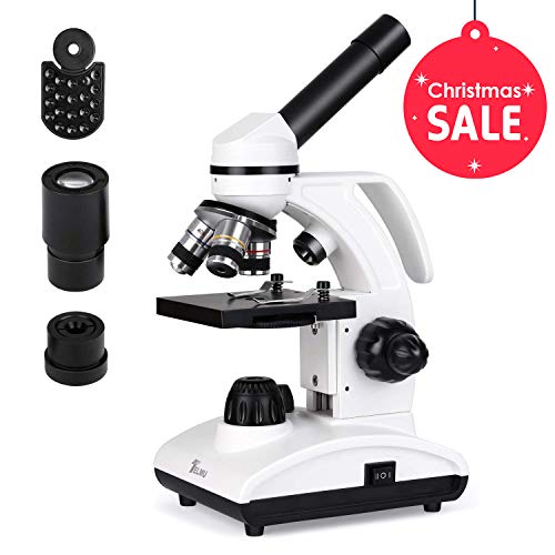 TELMU Mikroskop 40X-1000X Vergrößerung Optik Glas perfekte Geschenk für neugierige Kinder und Erwachsene