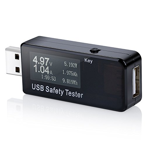 AMANKA USB-Tester, USB Multimeter QC2.0 QC3.0 Tester Strom(A) Spannung(V) Energie(Wh) Widerstand Kapazität(mAh) und Leistung(W) Zeit(Sekunden), Temperatur