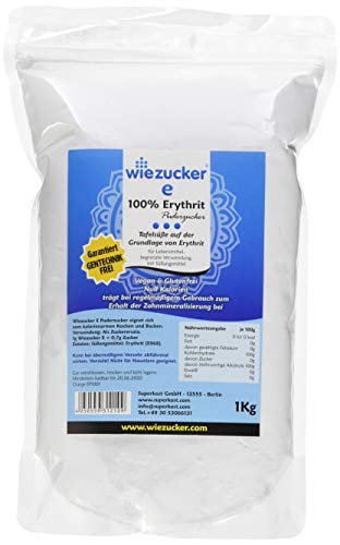 Wiezucker Erythrit Puderzucker, Kalorienfreier Puderzuckerersatz, 1er Pack (1 x 1 kg)