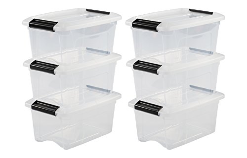 IRIS, 6er-Set stapelbare Aufbewahrungsboxen / Kisten / Stapelboxen 'New Top Box', NTB-5, mit Klickverschluss, Plastik, transparenter Deckel, 5 L, 28,5 x 19,5 x 14 cm