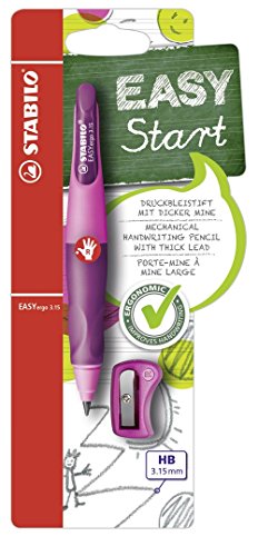 Ergonomischer Druck-Bleistift - STABILO EASYergo 3.15 in pink/lila - inklusive 1 dicken Mine -  Härtegrad HB & Spitzer - für Rechtshänder