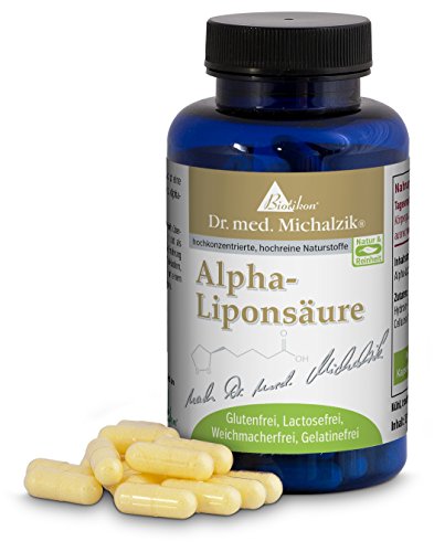 Alpha-Liponsäure nach Dr. med. Michalzik, mit reiner Alpha-Liponsäure, jede Kapsel enthält 200 mg Alpha-Liponsäure - ohne Zusatzstoffe, 180 vegane Kapseln