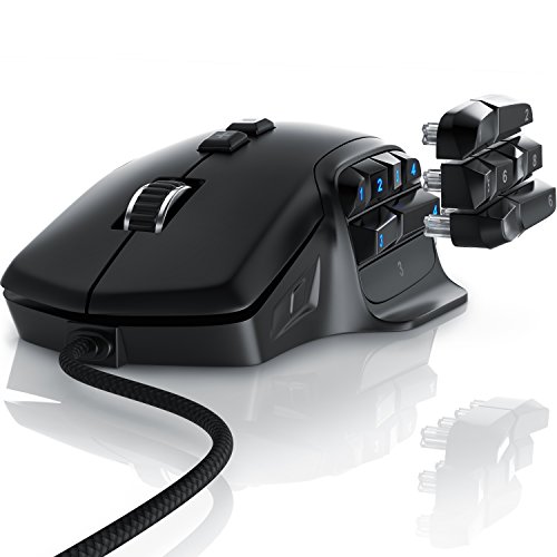 Titanwolf - Gaming Maus mit 10000 DPI Abtastrate - 6 DPI-Einstellungen - Auswechselbare Daumen-Tasten - RGB Lichtmodi - Optischer Pixart Präzisionssensor - Polling-Rate bis 1000 Hz