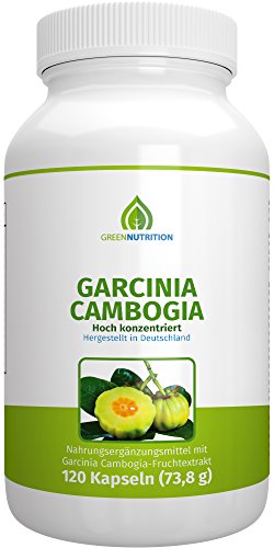Green Nutrition - Garcinia Cambogia - Hochdosiert - Vegan - Vegetarisch - Laktosefrei - Glutenfrei - Aspartamfrei - Genfrei - 120 Kapseln