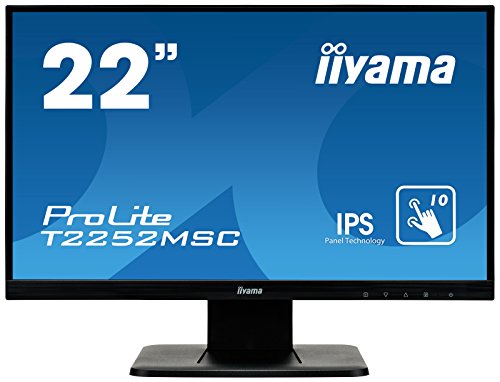 iiyama ProLite T2252MSC-B1 54,6cm (21,5 Zoll) IPS LED-Monitor Full-HD 10 Punkt Multitouch kapazitiv (VGA, HDMI, DisplayPort, USB für Touch) schwarz