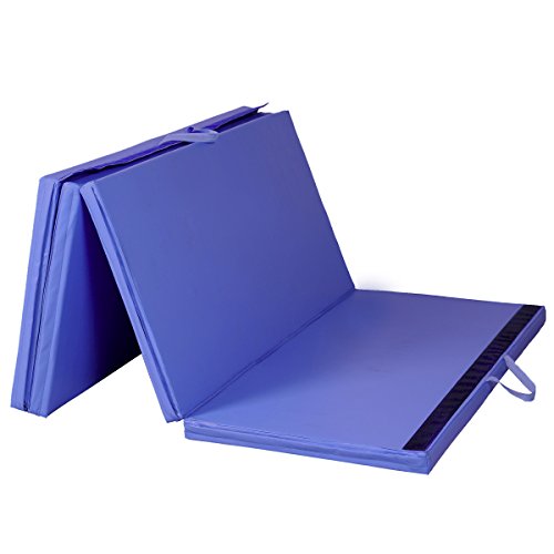 COSTWAY Weichbodenmatte Gymnastikmatte Yogamatte Turnmatte Klappmatte Fitnessmatte klappbar tragbar 240x120x5cm blau