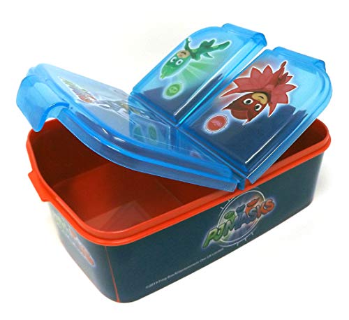 PJ Masks Kinder Brotdose mit 3 Fächern, Kids Lunchbox,Bento Brotbox für Kinder - ideal für Schule, Kindergarten oder Freizeit