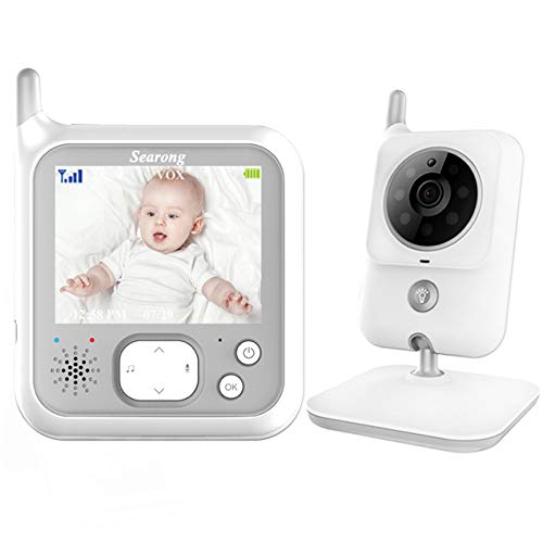 Babyphone mit Kamera Video Baby Monitor 3.2 Zoll Babyfon mit Talk Back und Temperaturüberwachung,Nachtsichtkamera,Schlaflieder,Nachtsicht, Intercom-Funktion VOX