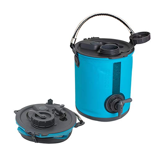 Colapz 2-in-1 BPA-freier Faltbarer Wasserbehälter mit Hahn - tragbarer Camping-Wasserkanister - Falteimer fürs Wohnmobil oder den Wohnwagen - Blau