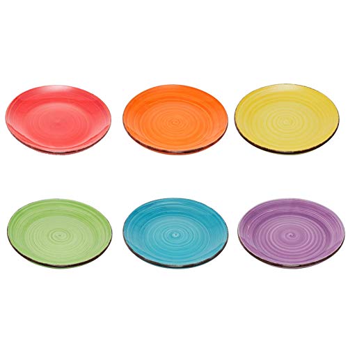 esto24 Design 6er Set große Speiseteller Porzellan Geschirr in tollen Farben für Ihre liebsten Speisen(Teller Bunt)