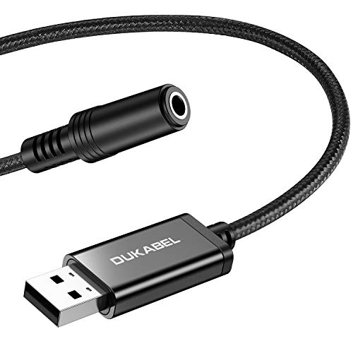 DuKabel USB Externe Soundkarte USB auf 3.5mm Klinkenbuchse (4 Pole CTIA) Stereo Audio Adapter Kabel External Sound Card für Headset, Lautsprecher oder 4 Pole TRRS Mikrofon - Schwarz